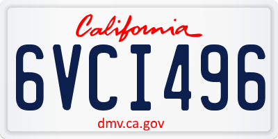 CA license plate 6VCI496