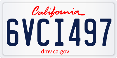 CA license plate 6VCI497