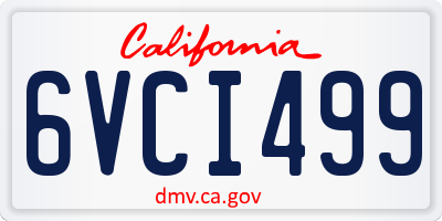 CA license plate 6VCI499