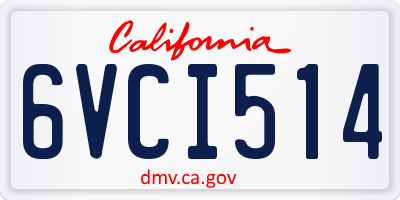 CA license plate 6VCI514