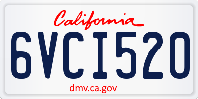 CA license plate 6VCI520