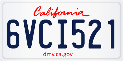 CA license plate 6VCI521