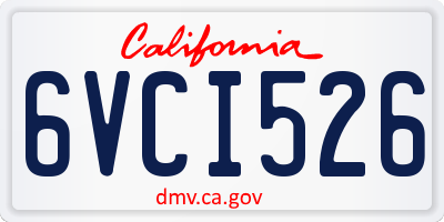 CA license plate 6VCI526