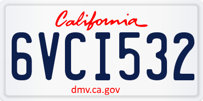CA license plate 6VCI532