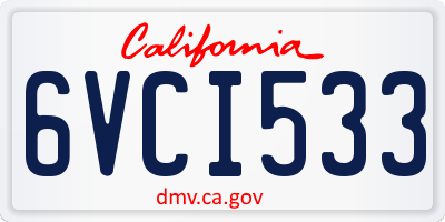 CA license plate 6VCI533