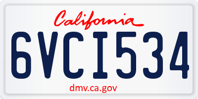 CA license plate 6VCI534