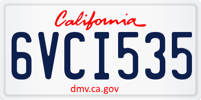 CA license plate 6VCI535