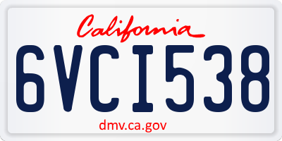CA license plate 6VCI538
