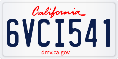 CA license plate 6VCI541