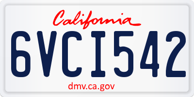 CA license plate 6VCI542