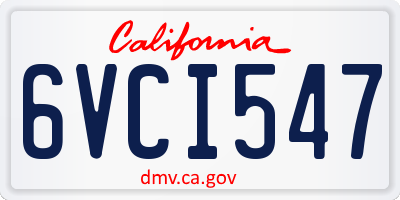 CA license plate 6VCI547