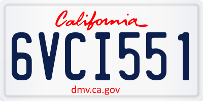 CA license plate 6VCI551