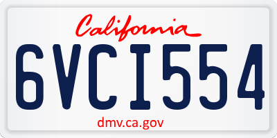 CA license plate 6VCI554