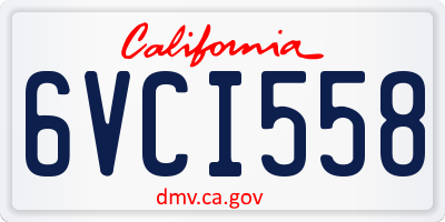 CA license plate 6VCI558