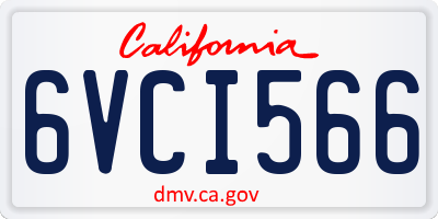 CA license plate 6VCI566