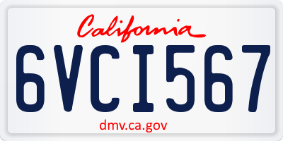 CA license plate 6VCI567