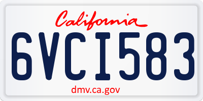 CA license plate 6VCI583