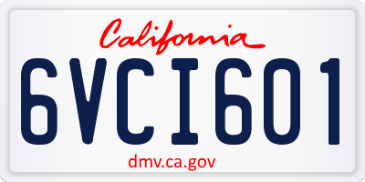 CA license plate 6VCI601