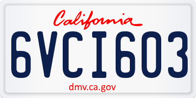 CA license plate 6VCI603