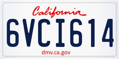 CA license plate 6VCI614