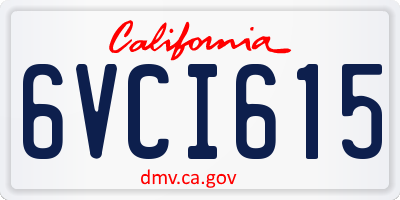 CA license plate 6VCI615
