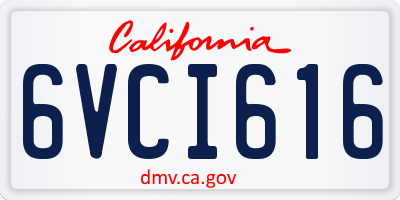 CA license plate 6VCI616