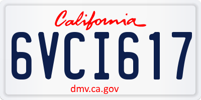 CA license plate 6VCI617