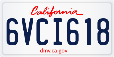 CA license plate 6VCI618