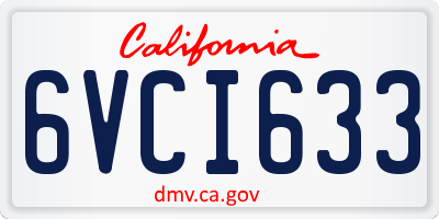CA license plate 6VCI633