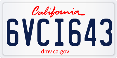 CA license plate 6VCI643