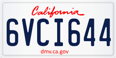 CA license plate 6VCI644