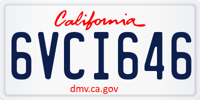 CA license plate 6VCI646