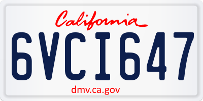 CA license plate 6VCI647