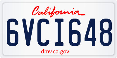 CA license plate 6VCI648