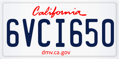 CA license plate 6VCI650