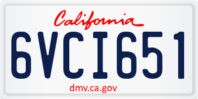 CA license plate 6VCI651