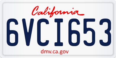 CA license plate 6VCI653