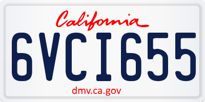 CA license plate 6VCI655