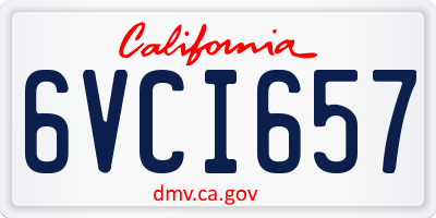 CA license plate 6VCI657