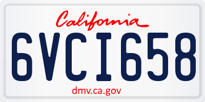 CA license plate 6VCI658