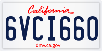 CA license plate 6VCI660