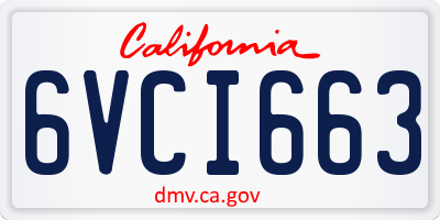 CA license plate 6VCI663