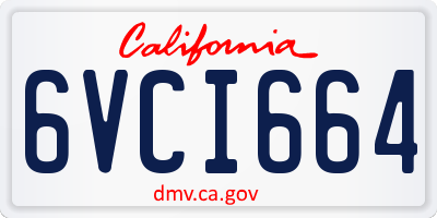 CA license plate 6VCI664