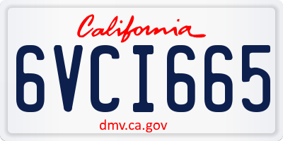 CA license plate 6VCI665
