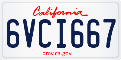 CA license plate 6VCI667