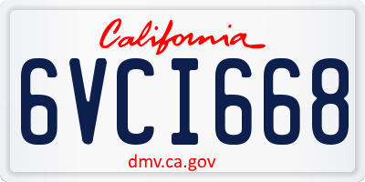 CA license plate 6VCI668