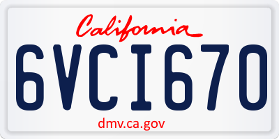 CA license plate 6VCI670