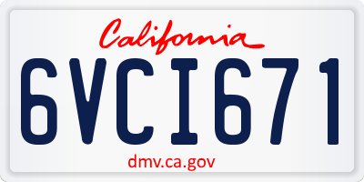 CA license plate 6VCI671