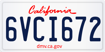 CA license plate 6VCI672