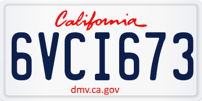 CA license plate 6VCI673